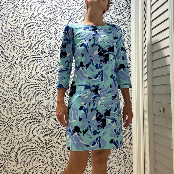 Beautiful navy blue, light blue and sea green/teal CK Bradley Dress - Picture 1 of 8